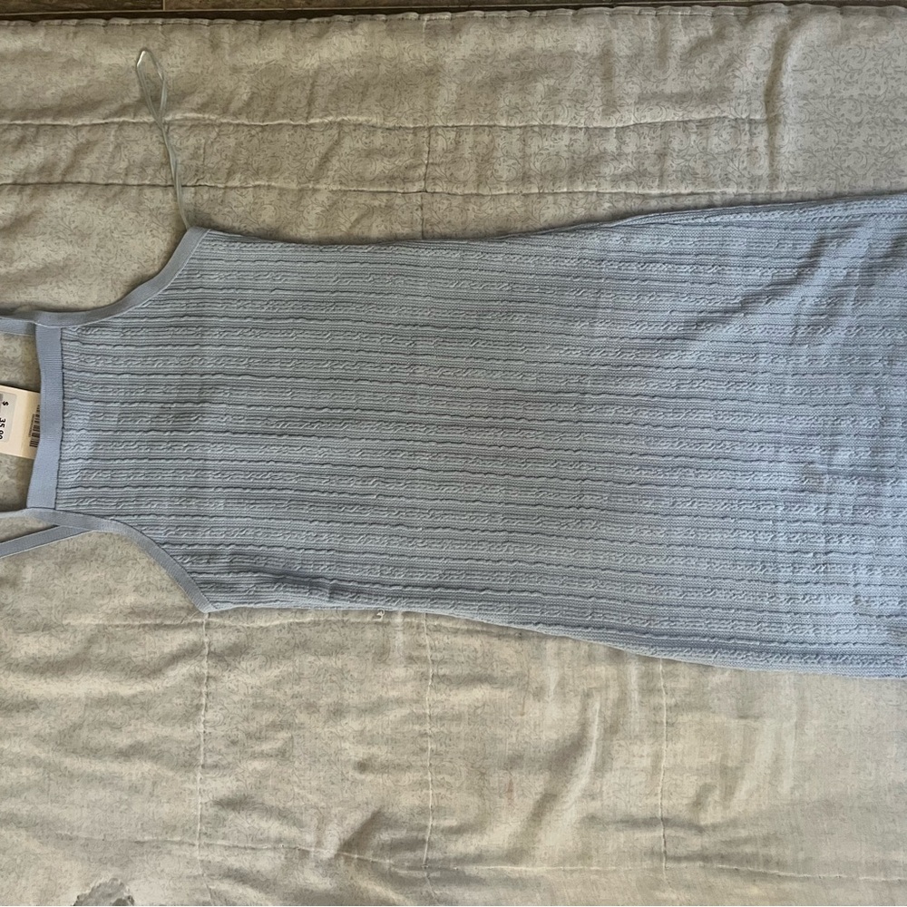 Zara Light Blue Ribbed Midi Dress